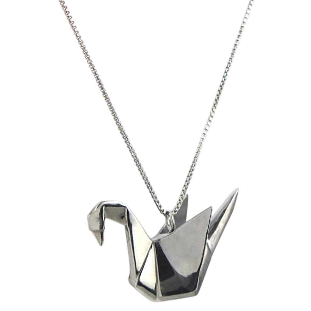 Colar Origami Tsuru Prata