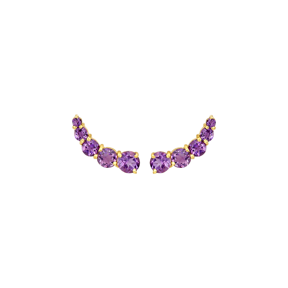 Brinco Cuff Ametista Prata