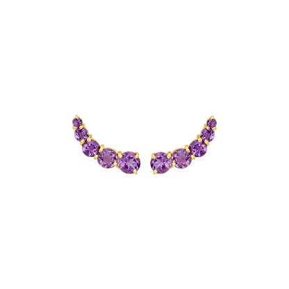 Brinco Cuff Ametista Prata