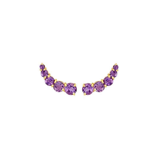 Brinco Cuff Ametista Prata