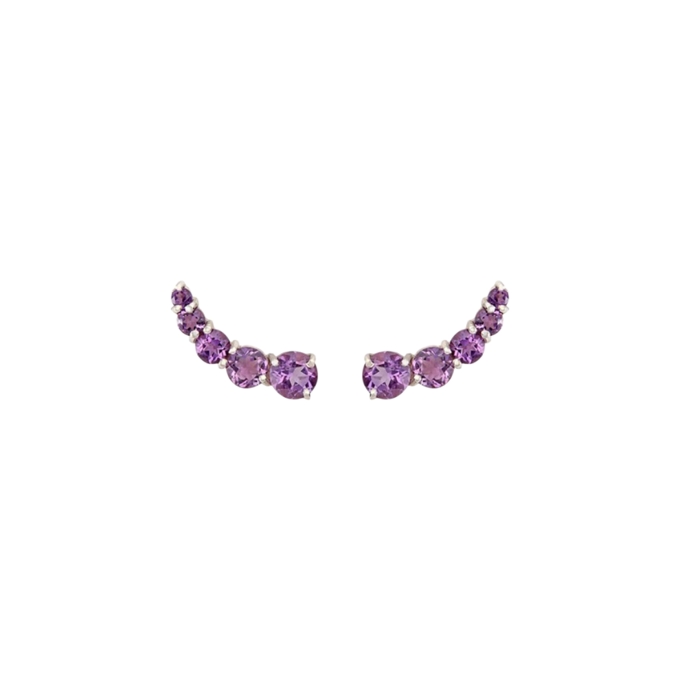 Brinco Cuff Ametista Prata