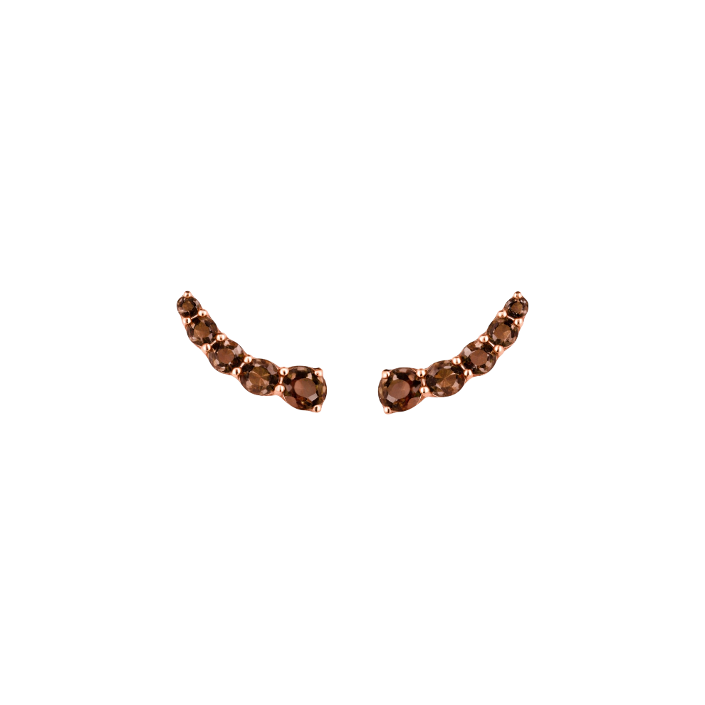 Brinco Cuff Quartzo Fumê Prata