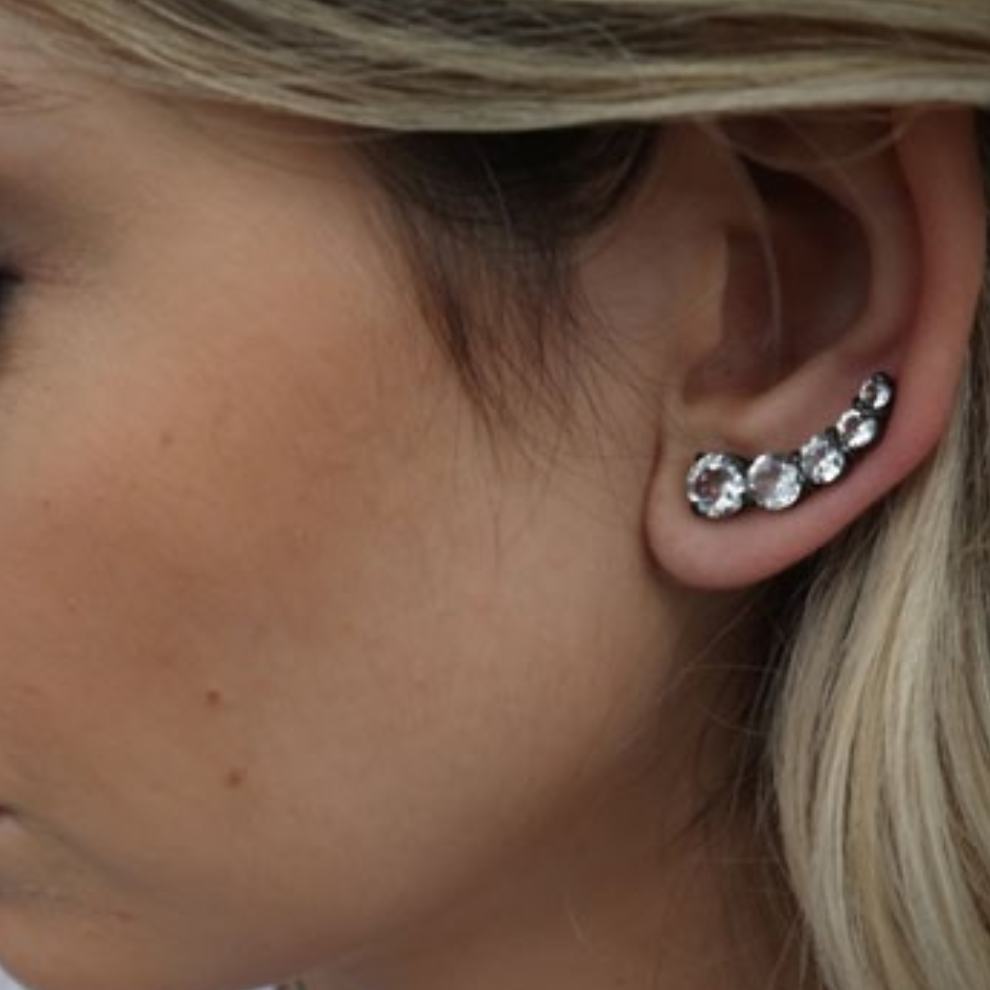 Brinco Cuff Ametista Prata