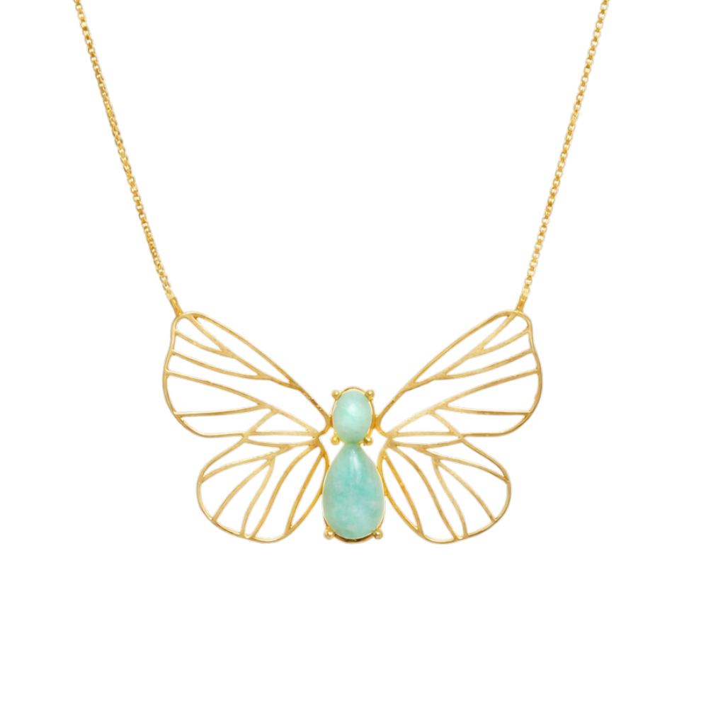 Colar Borboleta Amazonita Prata