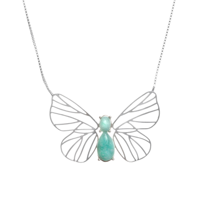 Colar Borboleta Amazonita Prata