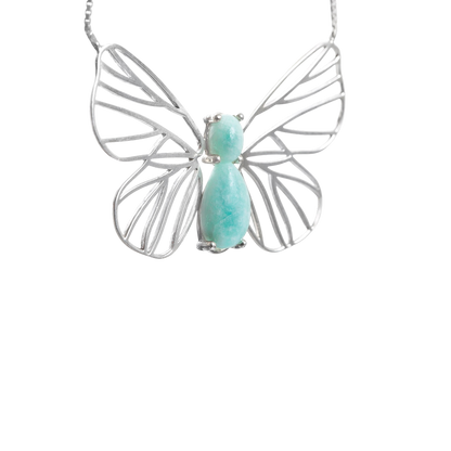 Colar Borboleta Amazonita Prata