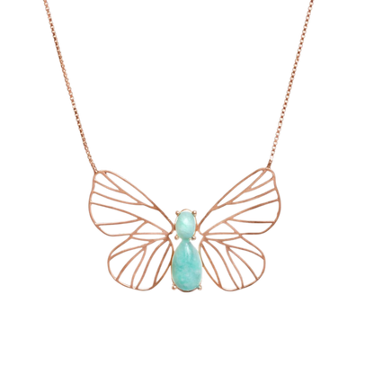 Colar Borboleta Amazonita Prata