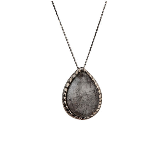 Colar Escamas Quartzo Rutilado Grafite Prata