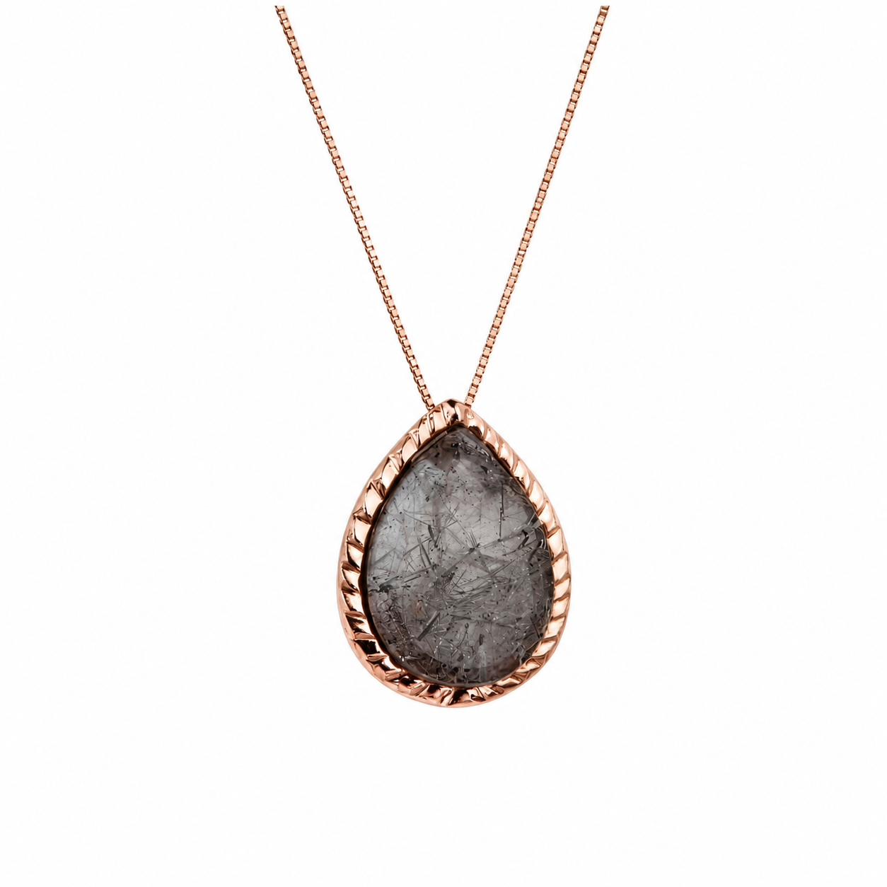Colar Escamas Quartzo Rutilado Grafite Prata