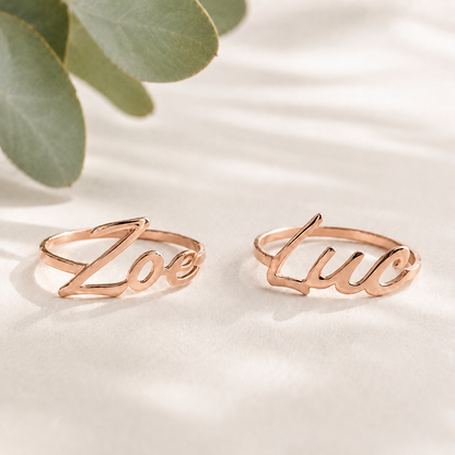 Anel Personalizado com Nome em Prata 925 e Banho de Ouro 18K