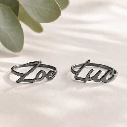 Anel Personalizado com Nome em Prata 925 e Banho de Ouro 18K