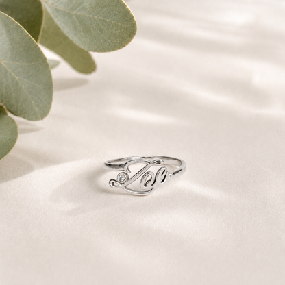 Anel Nome com Diamante em Ouro 18K