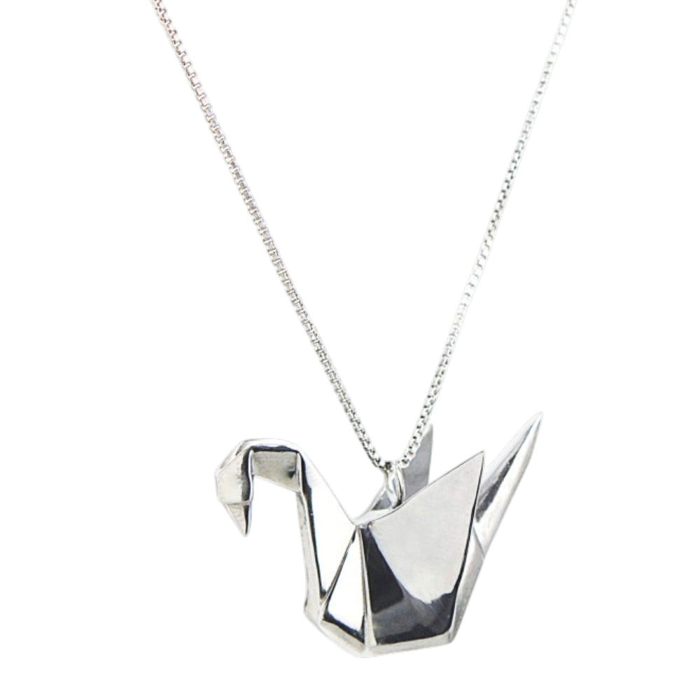 Colar Origami Tsuru Prata