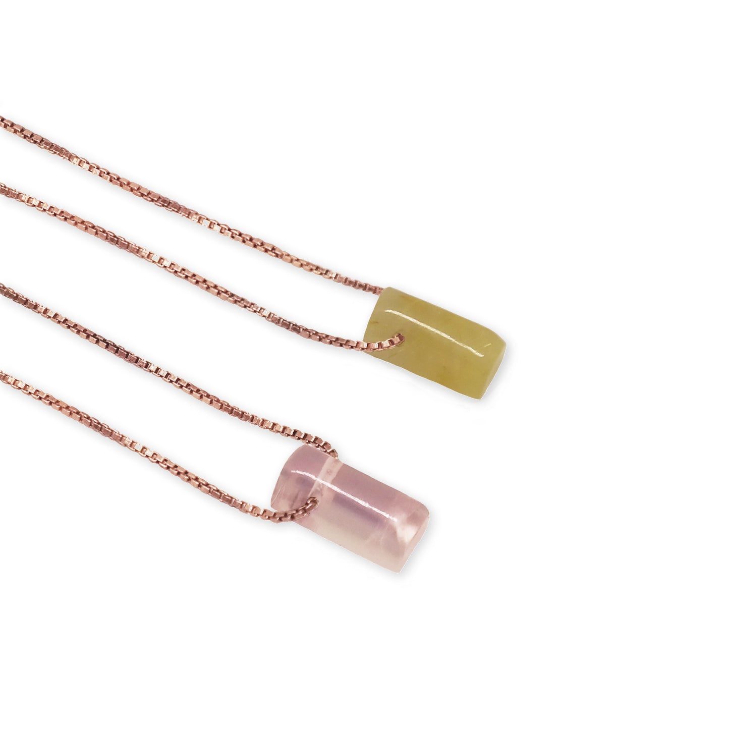Colar Escapulário Pedras - Quartzo Rosa e Quartzo Rutilado Dourado Prata